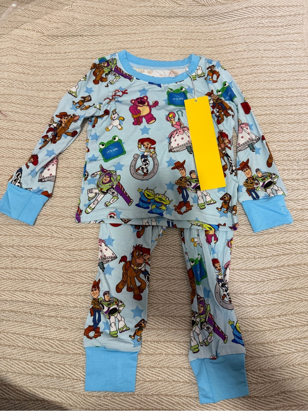 Light Blue Kids Pajama Set with Toy Character Print – Cozy Two-Piece